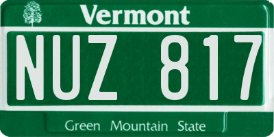 VT license plate NUZ817