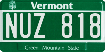 VT license plate NUZ818