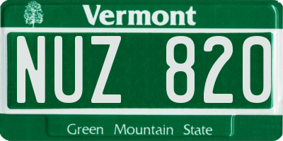 VT license plate NUZ820