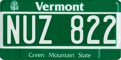VT license plate NUZ822