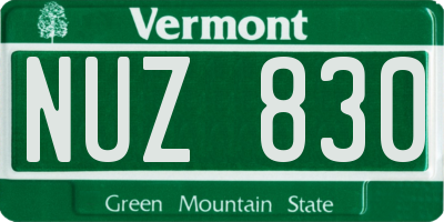 VT license plate NUZ830