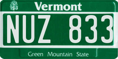 VT license plate NUZ833