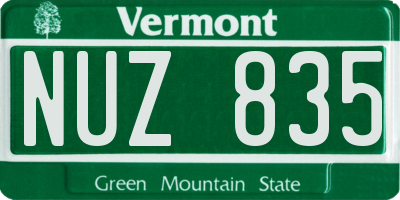 VT license plate NUZ835