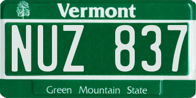 VT license plate NUZ837