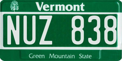 VT license plate NUZ838