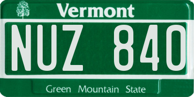VT license plate NUZ840