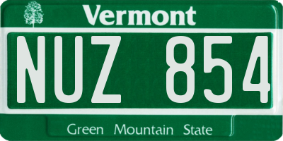 VT license plate NUZ854