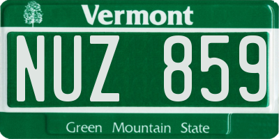 VT license plate NUZ859