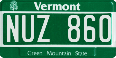 VT license plate NUZ860