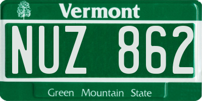 VT license plate NUZ862