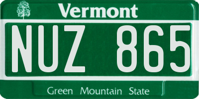 VT license plate NUZ865