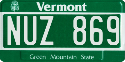 VT license plate NUZ869