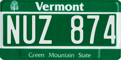 VT license plate NUZ874