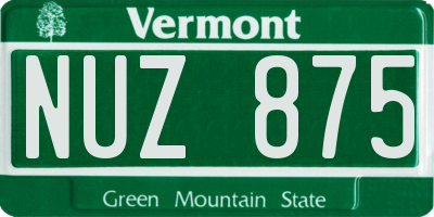 VT license plate NUZ875