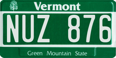VT license plate NUZ876