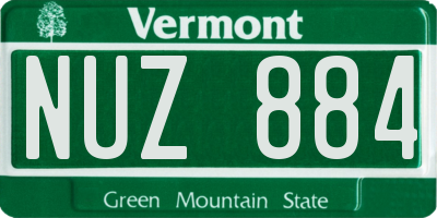 VT license plate NUZ884