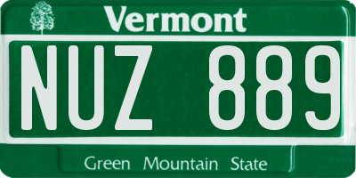 VT license plate NUZ889