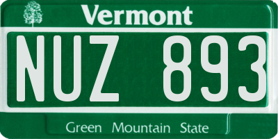 VT license plate NUZ893