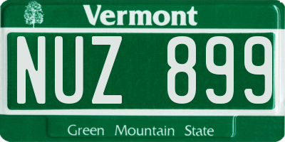 VT license plate NUZ899