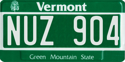 VT license plate NUZ904