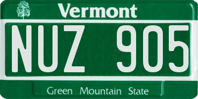 VT license plate NUZ905