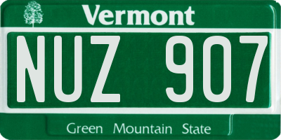 VT license plate NUZ907