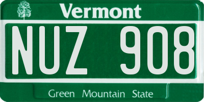 VT license plate NUZ908