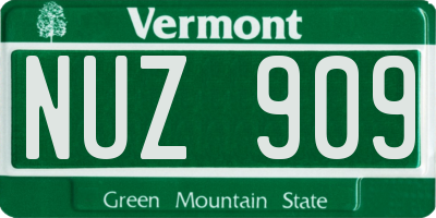VT license plate NUZ909