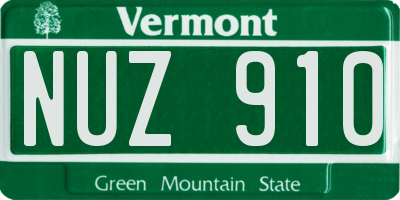 VT license plate NUZ910