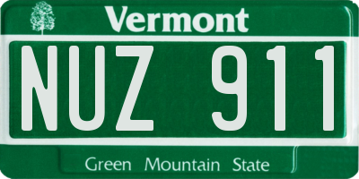 VT license plate NUZ911