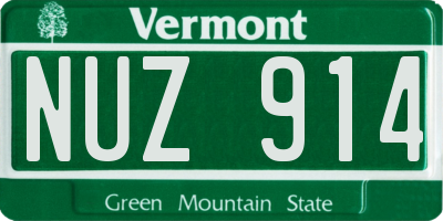 VT license plate NUZ914