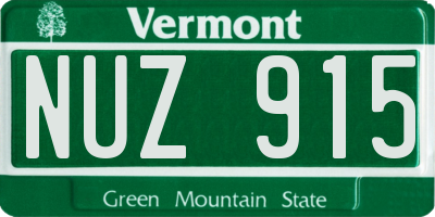 VT license plate NUZ915