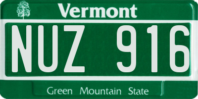 VT license plate NUZ916