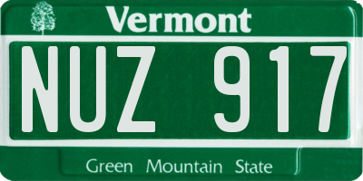 VT license plate NUZ917