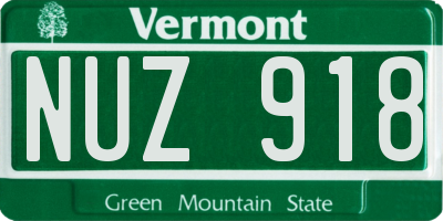 VT license plate NUZ918