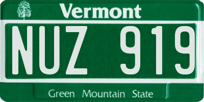 VT license plate NUZ919