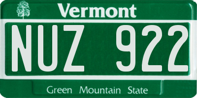 VT license plate NUZ922