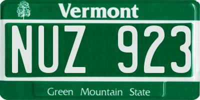 VT license plate NUZ923