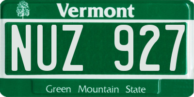 VT license plate NUZ927
