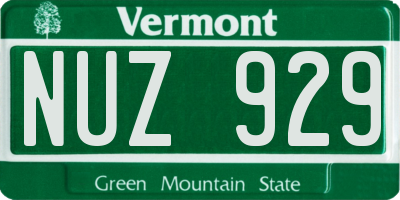 VT license plate NUZ929