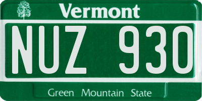 VT license plate NUZ930