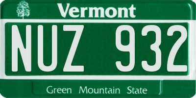 VT license plate NUZ932
