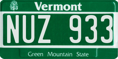 VT license plate NUZ933