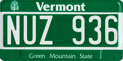 VT license plate NUZ936