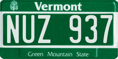 VT license plate NUZ937