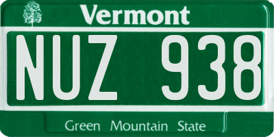 VT license plate NUZ938