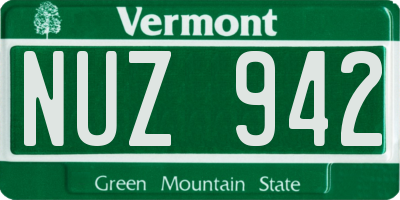 VT license plate NUZ942