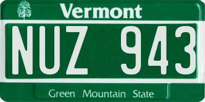 VT license plate NUZ943