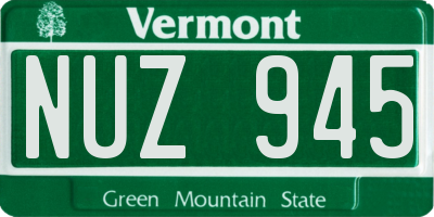 VT license plate NUZ945