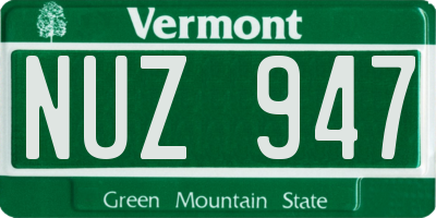VT license plate NUZ947